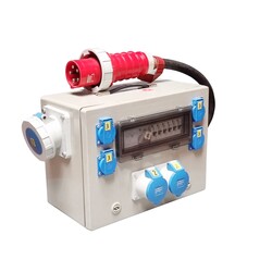 Distributor 63A 400V Red -> B63 / 2x B32 / 4x Schuko